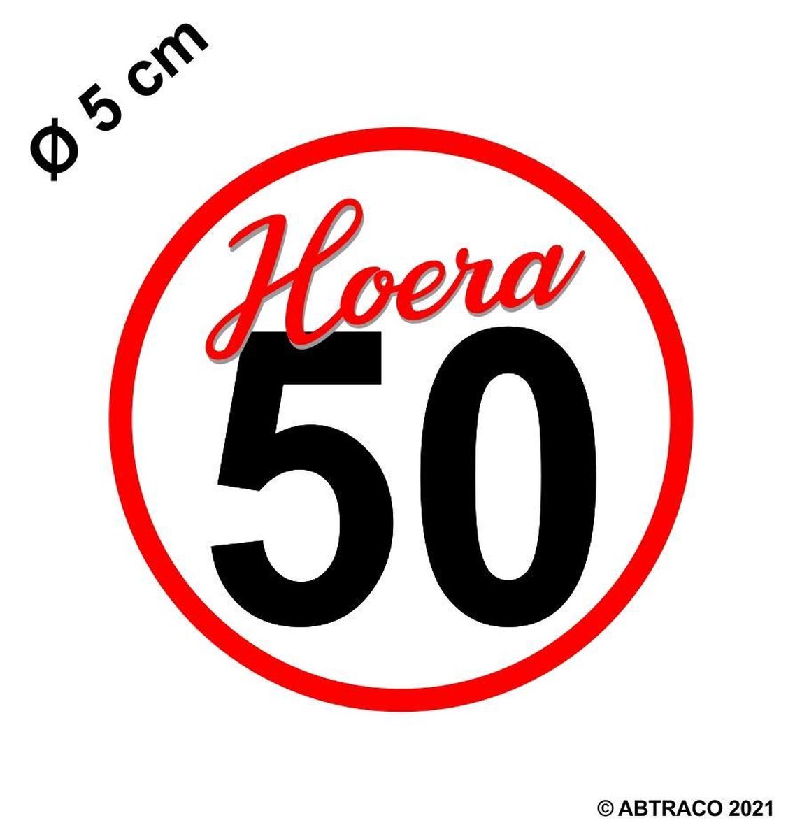 10 x plastic sticker (5cm) Hoera 50 - Sluitsticker - Enveloppe Sticker - Cadeau sticker - 50 Jaar - rond 50 mm Verjaardag - Sara Abraham - Gouden Huwelijk - Uitnodiging - Jubileum [EAN = SKU ]
